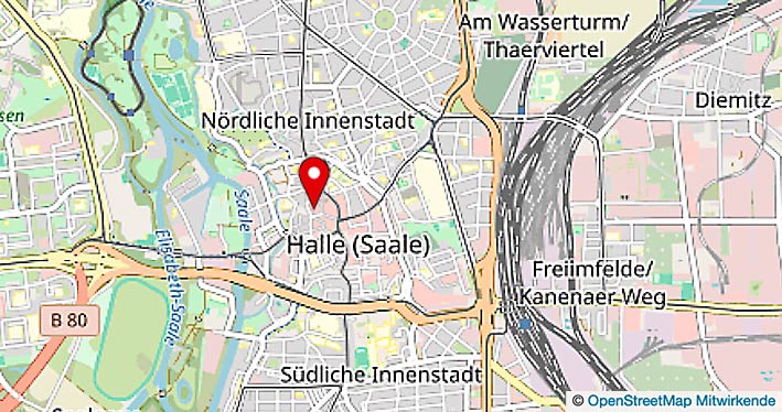 Kartenausschnitt mit Standort Händel-Haus